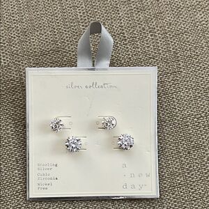 Target Silver Earrings Set with Classic and Floral Styles